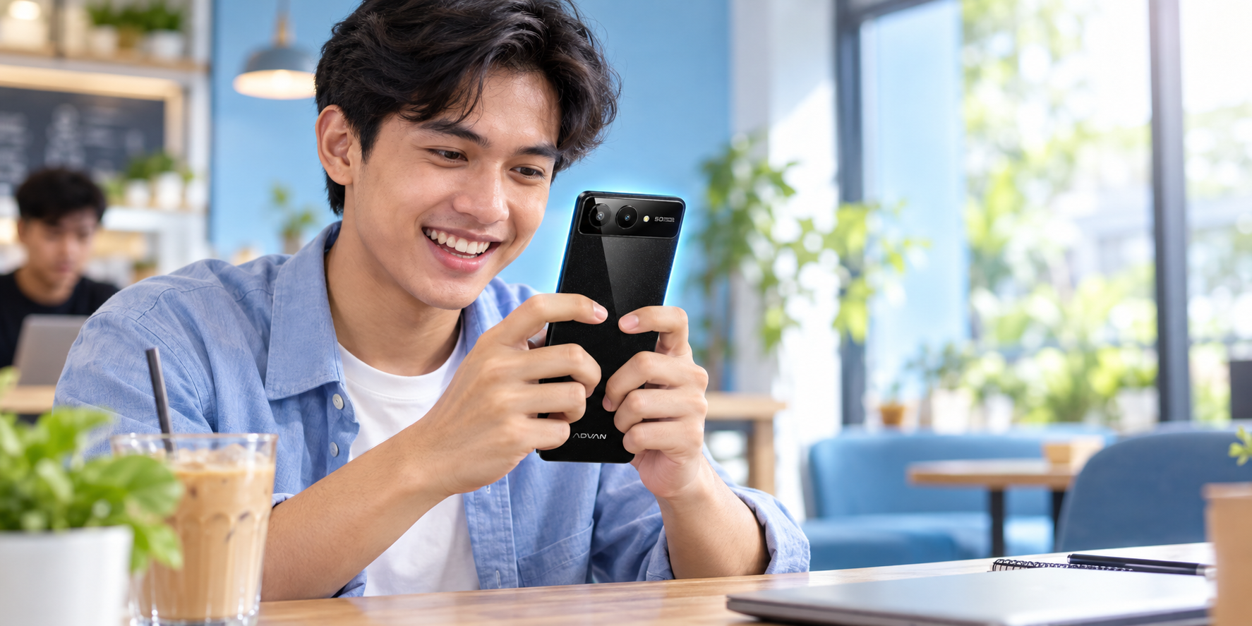 HP Murah Tidak Lemot. Advan Macha 5G dengan Dimensity 7060 RAM hingga 8 GB dan penyimpanan luas 128GB dan 256GB.