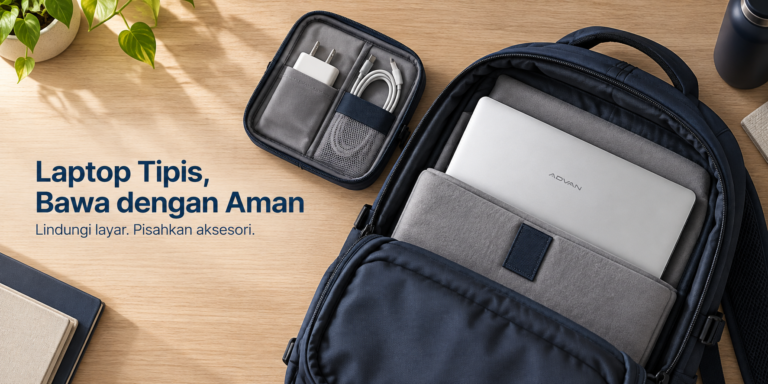 Membawa Laptop tipis di Tas, Laptop Advan Air Neo.