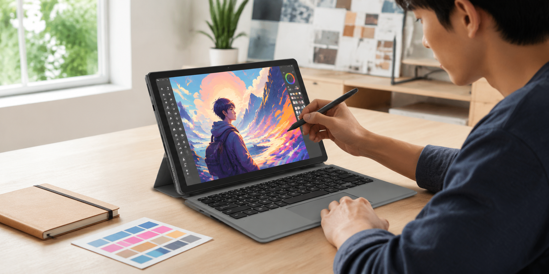 Advan Sketsa 5 Tablet menggambar Advan dengan stylus dan keyboard